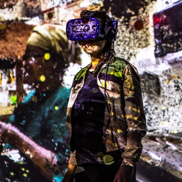 a student using a VR headset
