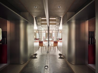 Inside Australian house with pebbled path