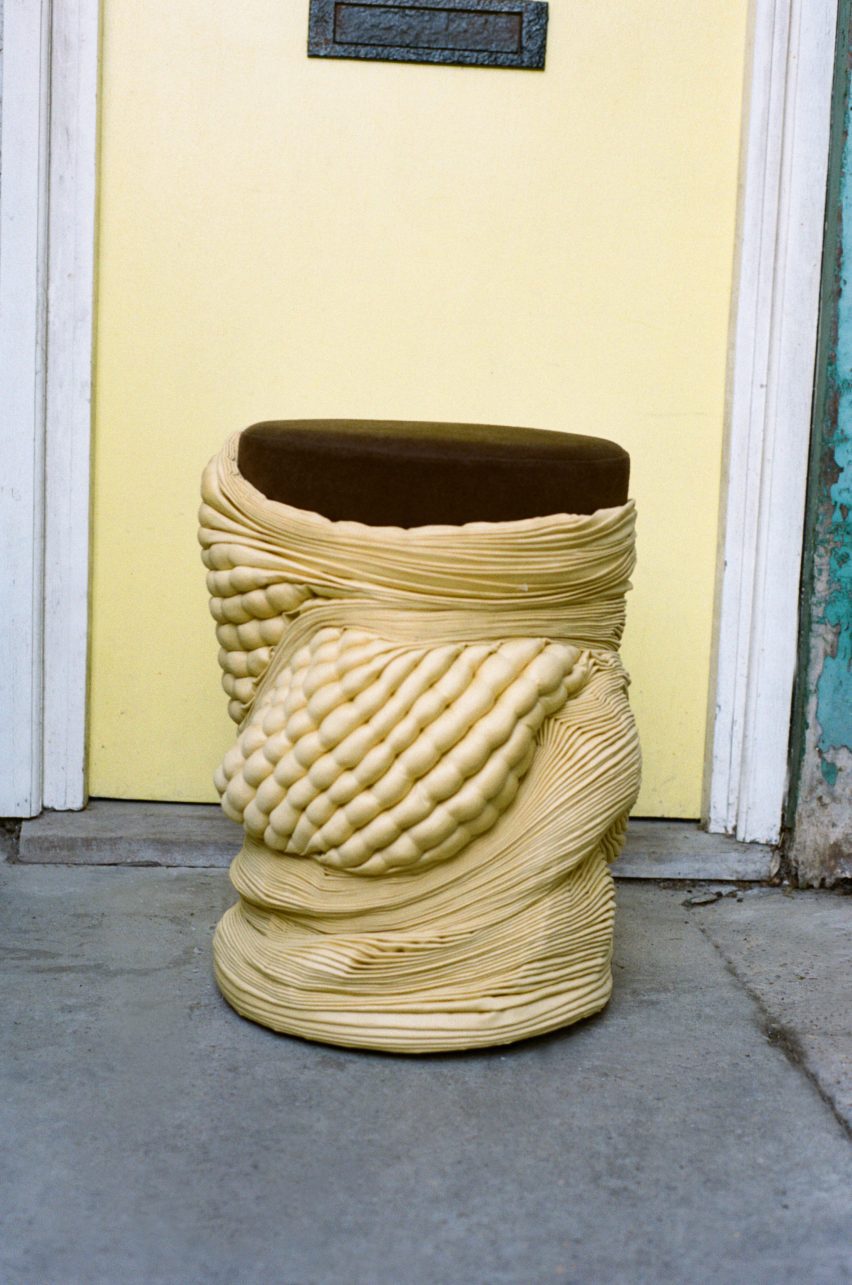 Smock stool by Tessa Silva in yellow