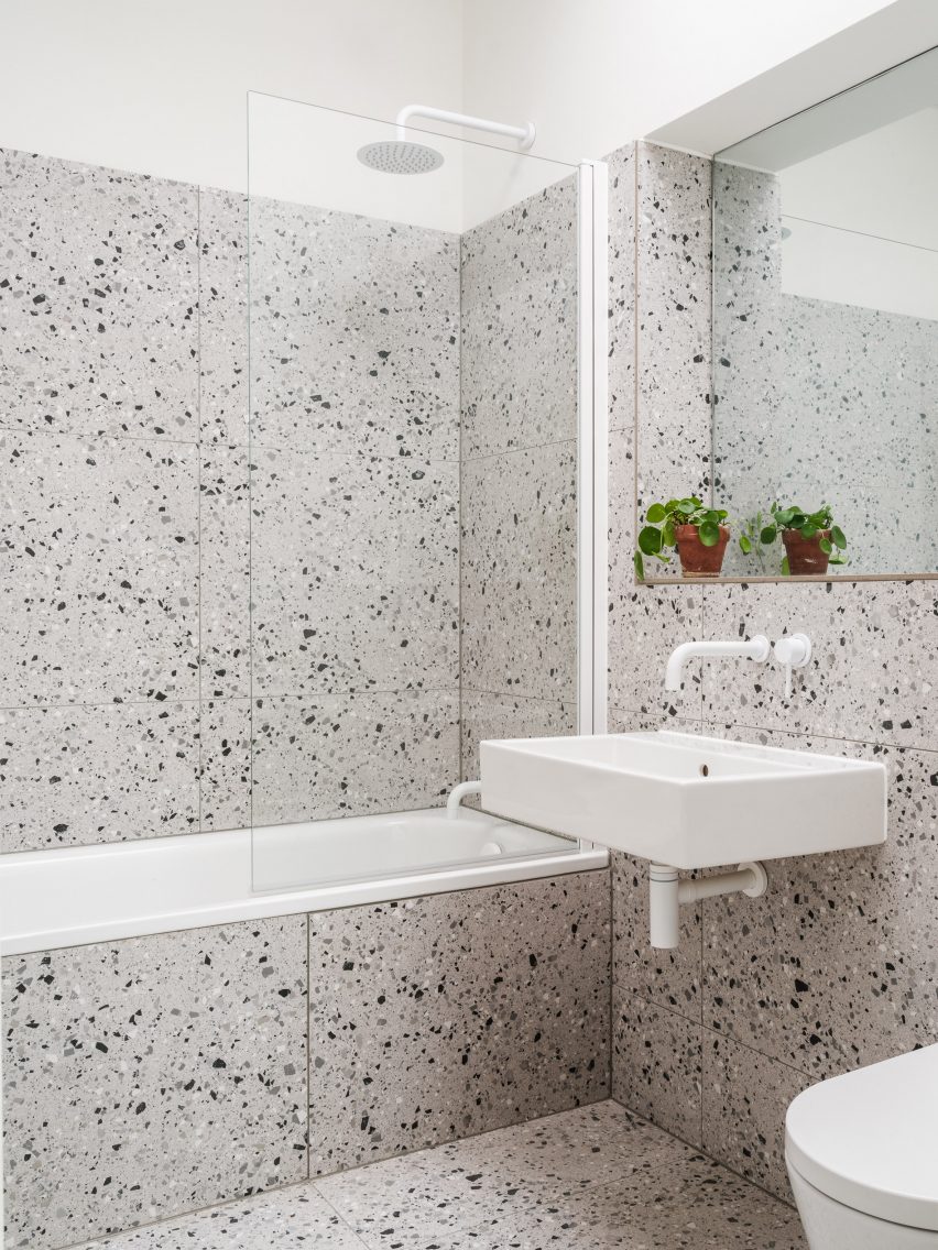 Bathroom with grey terrazzo tiles