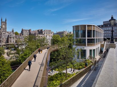People walking through the Union Terrace Gardens