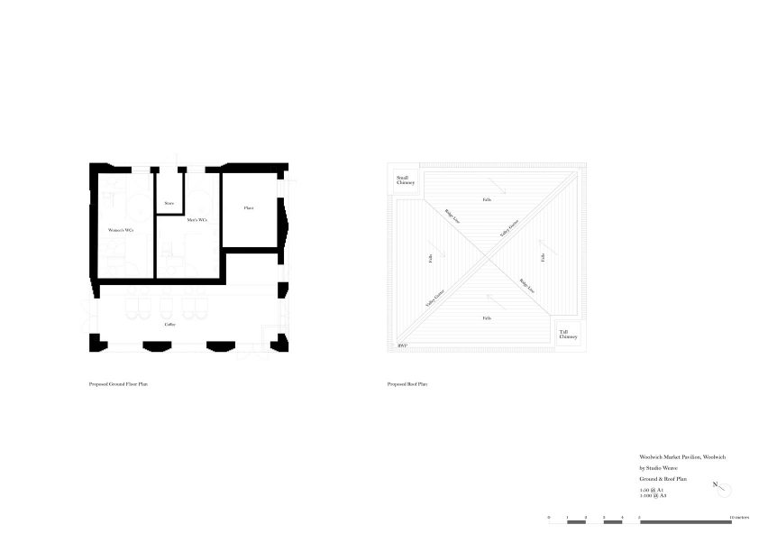 Woolwich Market Pavilion and Garden floor and roof plan