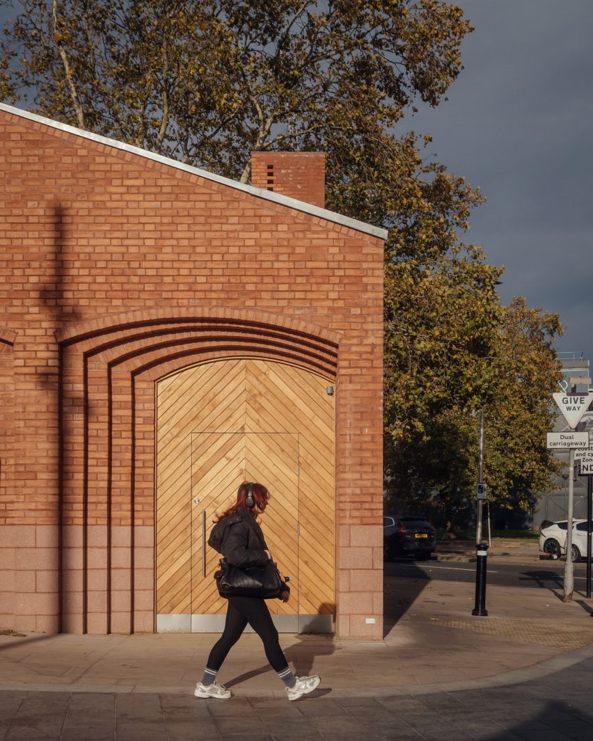 Oak door of Woolwich Market Pavilion