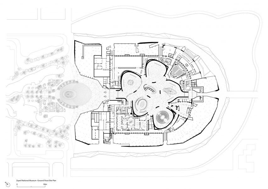 Ground floor plan of Zayed National Museum by Foster + Partner