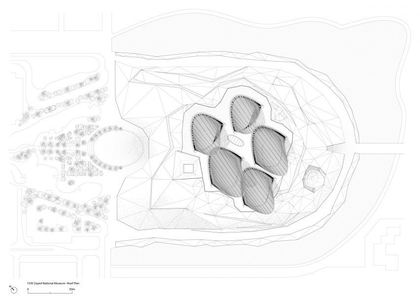 Roof plan of Zayed National Museum by Foster + Partner
