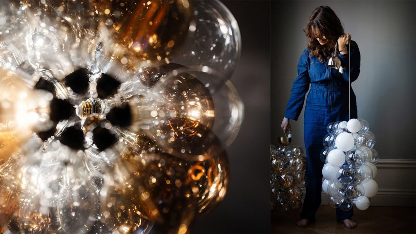 Photo of chandelier made from light bulbs