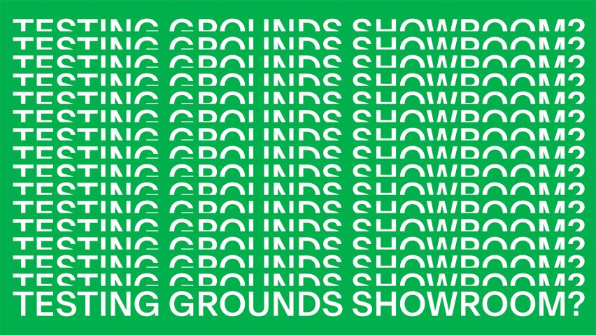 Logo for the Testing Grounds Showroom? exhibition by Form Us With Love
