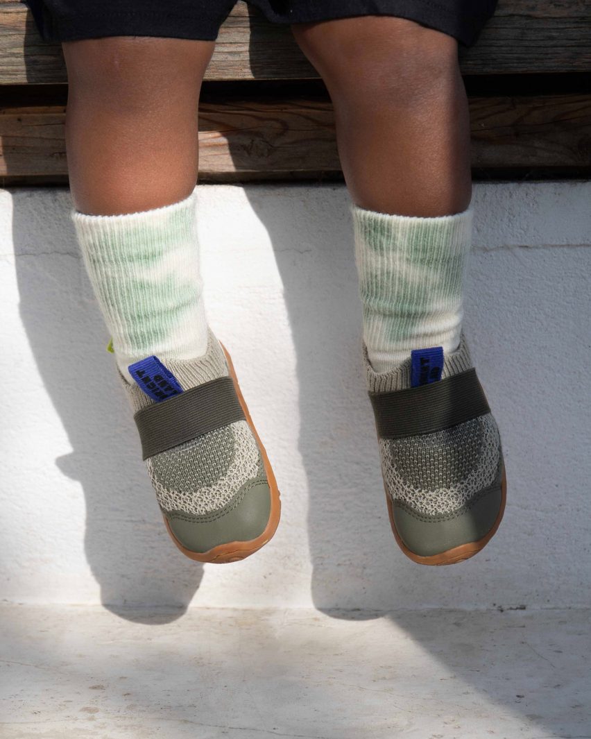 Child wearing Brightland Rise shoes