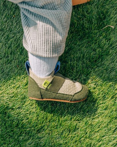 Child wearing Brightland Rise shoes