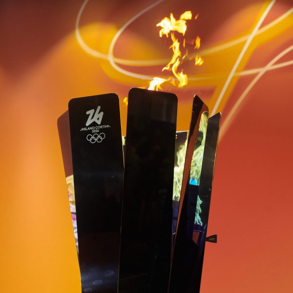 Mini Olympic cauldron with fire