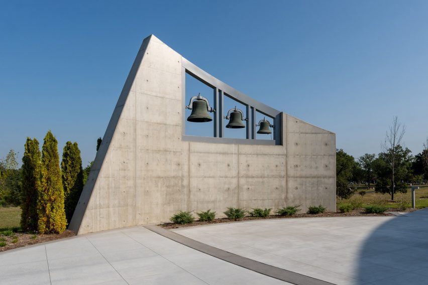 Curving concrete chapel