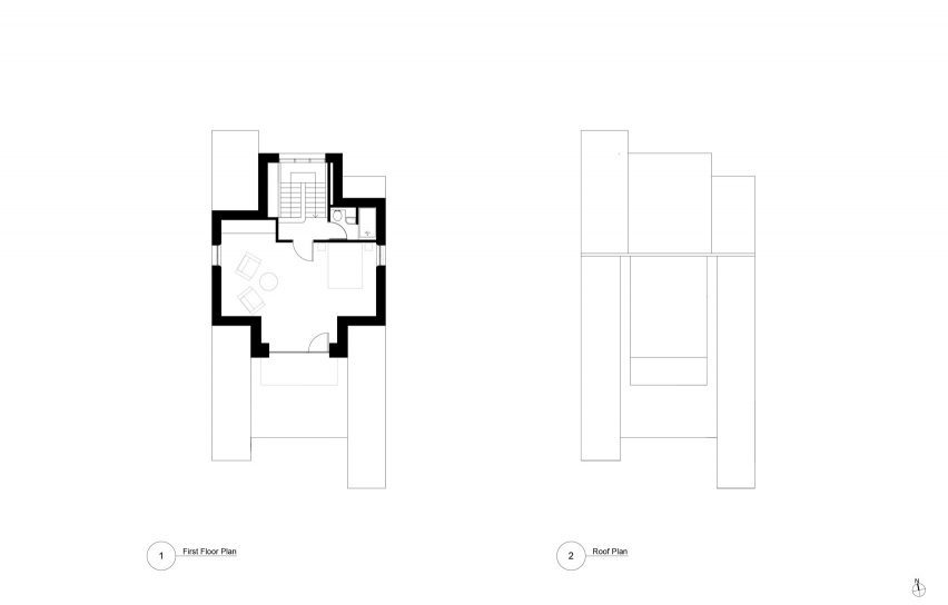 First floor and roof plans of Clay Rise by Templeton Ford