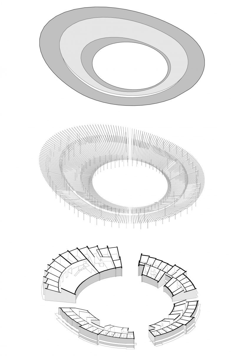 Axonometric of The Crafts College by Dorte Mandrup