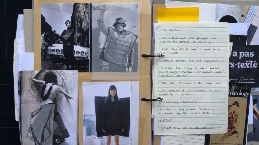 a photograph of a student's fashion workbook