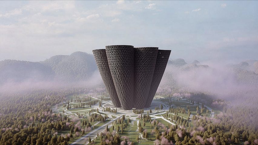 a visualisation of a grey building