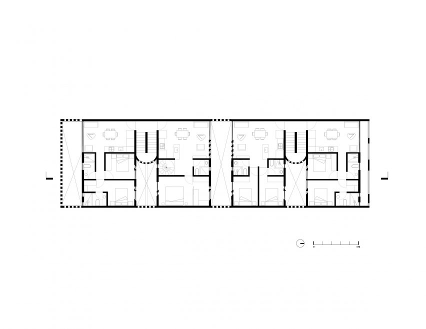 Second floor plan of Mariano Azuela 194 by Bloqe Architectura