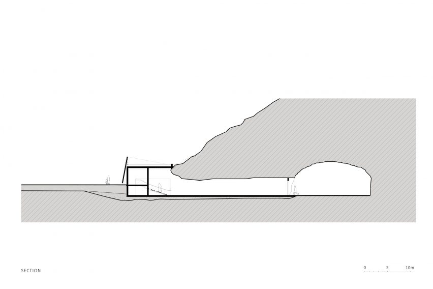 Section of The Mountain Chamber by Erdegard Arkitekter
