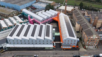 Florentia Village Turner Works warehouse aerial view