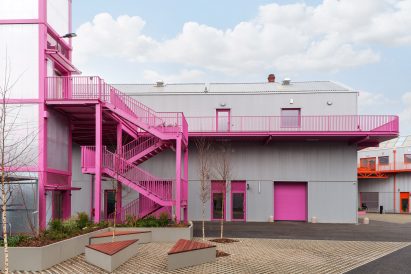 Pink external staircases