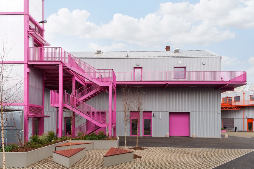 Florentia Village Turner Works pink external staircases