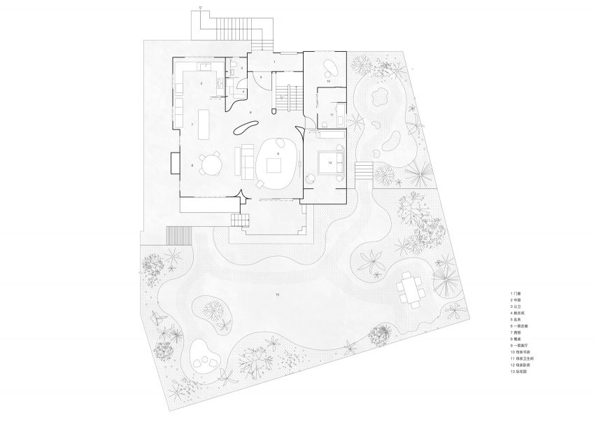 Shanghai Xijiao Residence 1F plan by FOG Architecture