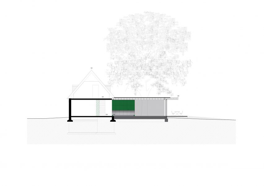 The Garden Pavilion by Studio Okami Architecten section