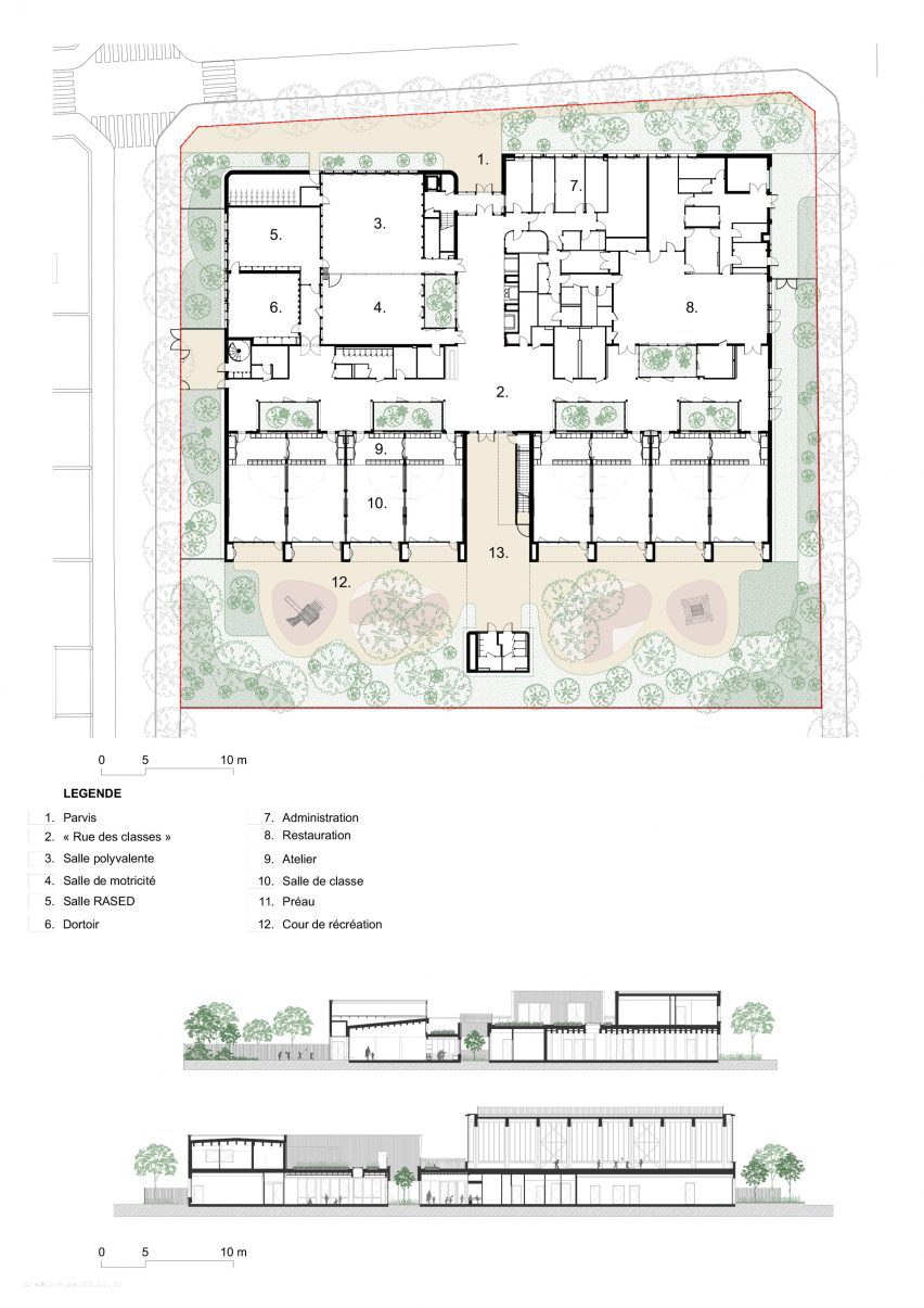 Plan of Groupe Scolaire Simone Veil by Le Penhuel & Associés