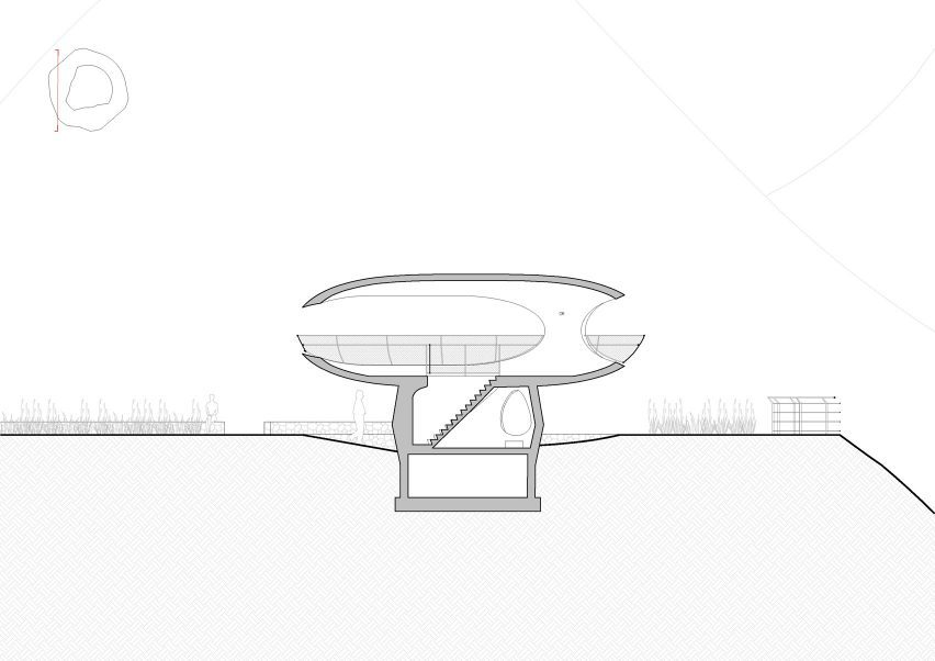 Resting Loop with Views pavilion section by HCCH Studio