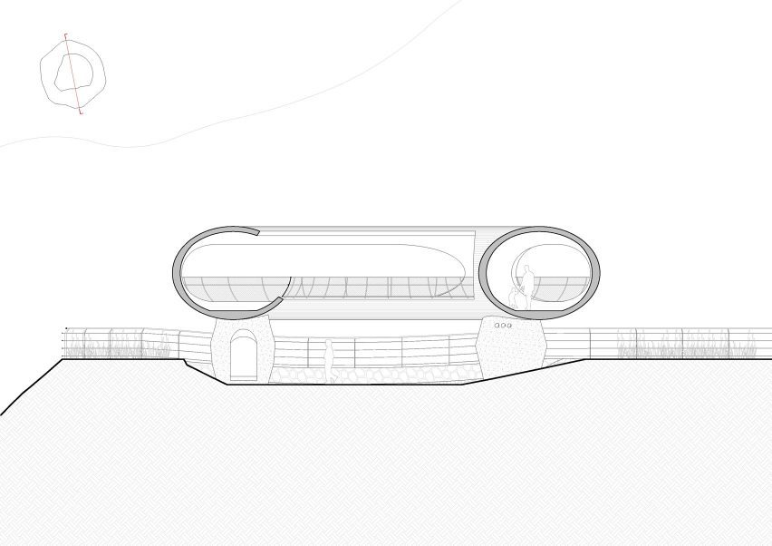 Resting Loop with Views pavilion section by HCCH Studio