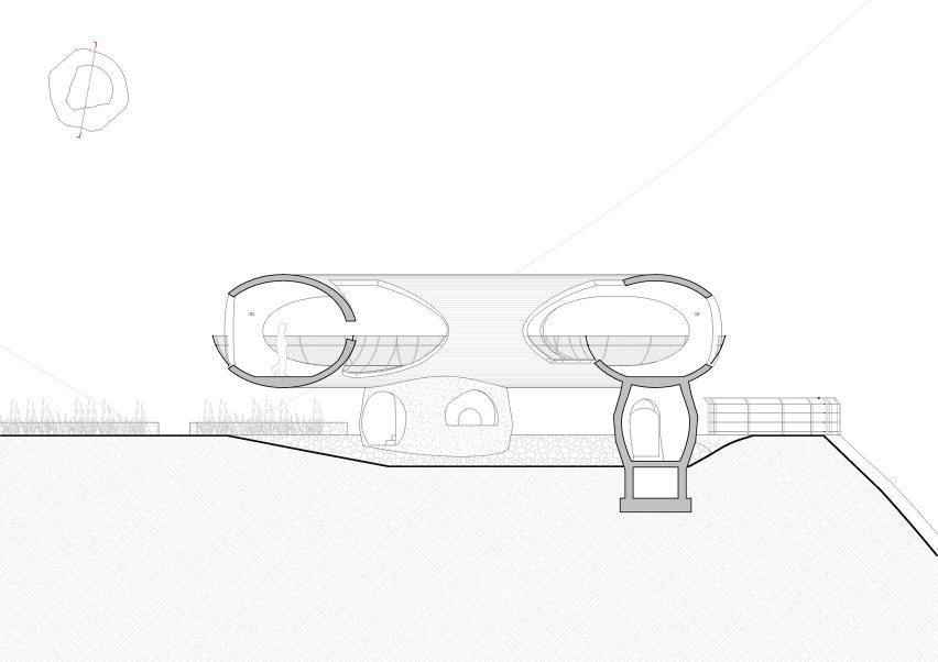 Resting Loop with Views pavilion section by HCCH Studio