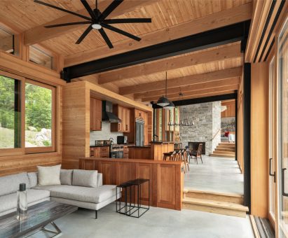 Living room of Trevor McIvor Architect's Barlochan Cottage