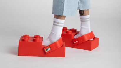 Close-up of Lego Brick Clog by Lego and Crocs