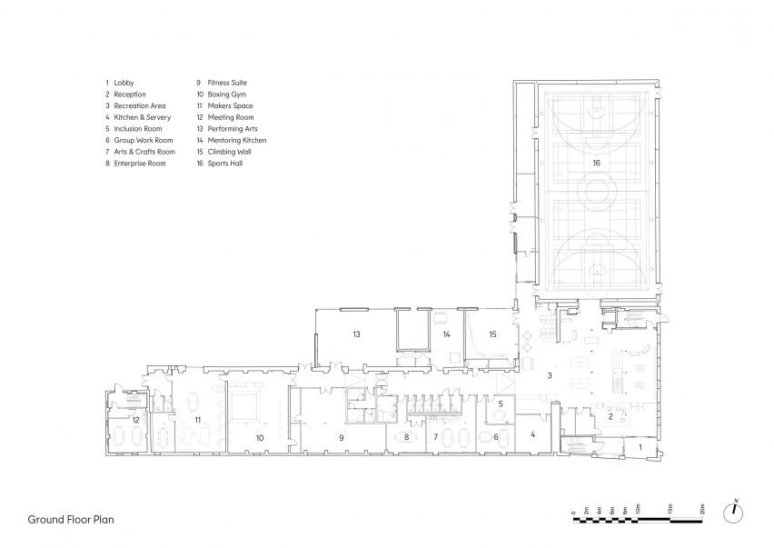 Ground floor plan of Horizon Youth Zone by John Puttick Associates