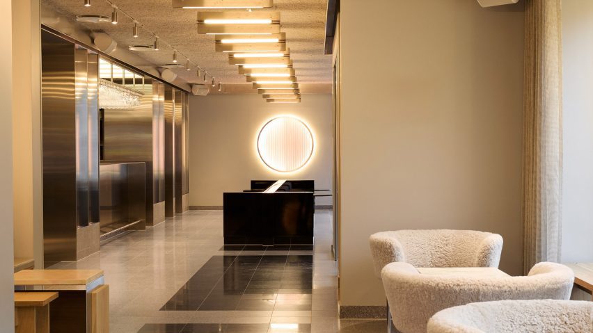 Copenhagen hotel with circular light