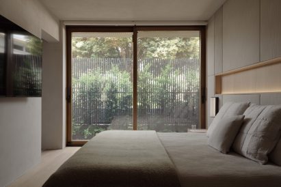 Large windows in bedroom
