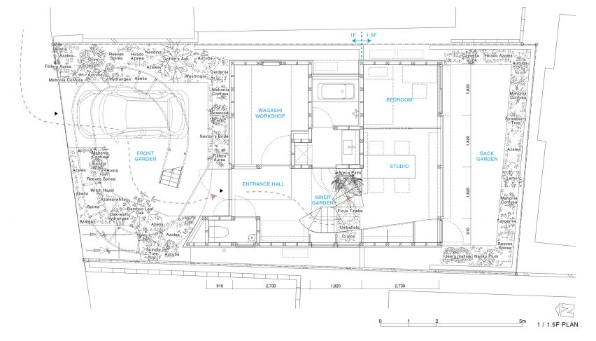 Floor plan of House in Nakano by HOAA