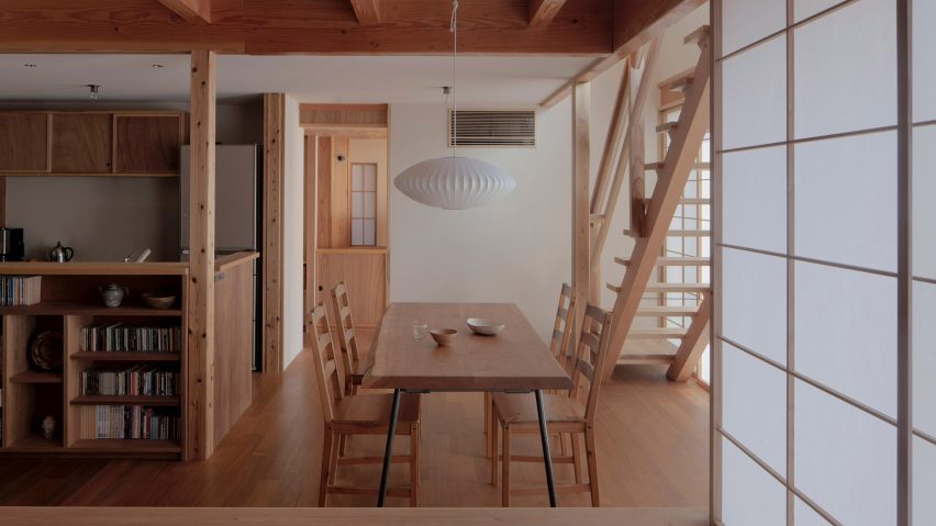 Interior of Japanese home with wood details