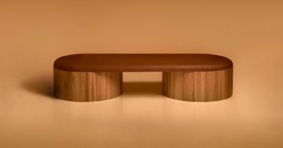 Front view of Column II bench by Joe Doucet for Oublier