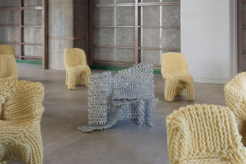 Metal woven Ghost in the Shell chair