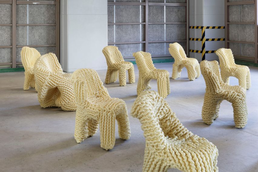 Glossy knitted chairs