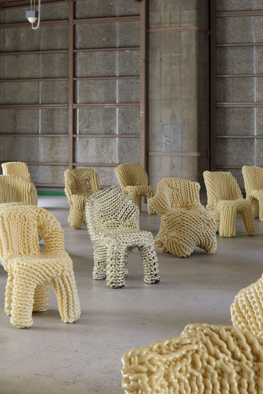 Multiple beige-yellow chairs