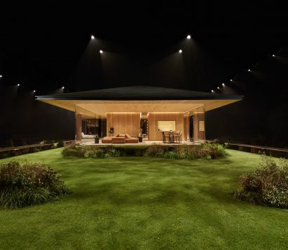 Manicured lawn used as the set for the Louis Vuitton show