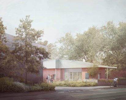 Render of garden workshop by Mary Duggan Architects