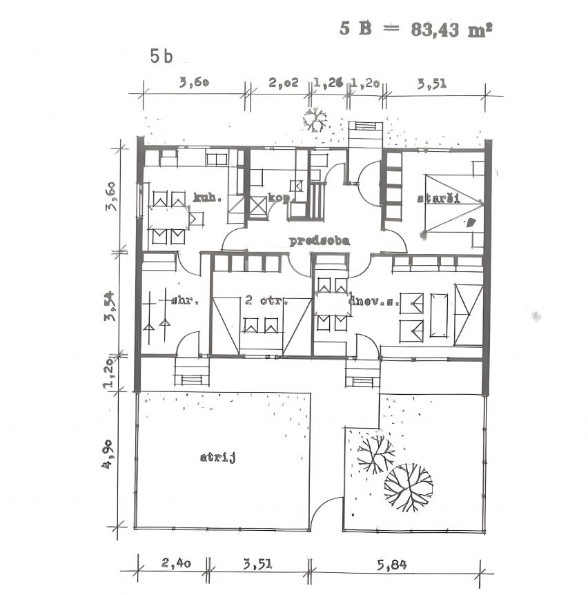 Plan of House Under the Poplars by OFIS Arhitekti