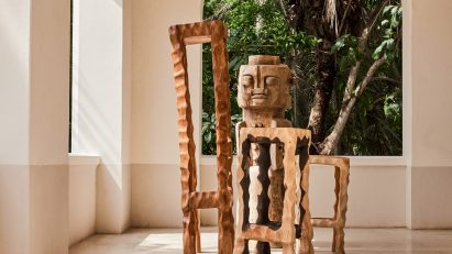 Stools by Afi Elikplim Akogonya from Design in West Africa exhibition at Palais de Lomé