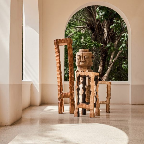Stools by Afi Elikplim Akogonya from Design in West Africa exhibition at Palais de Lomé