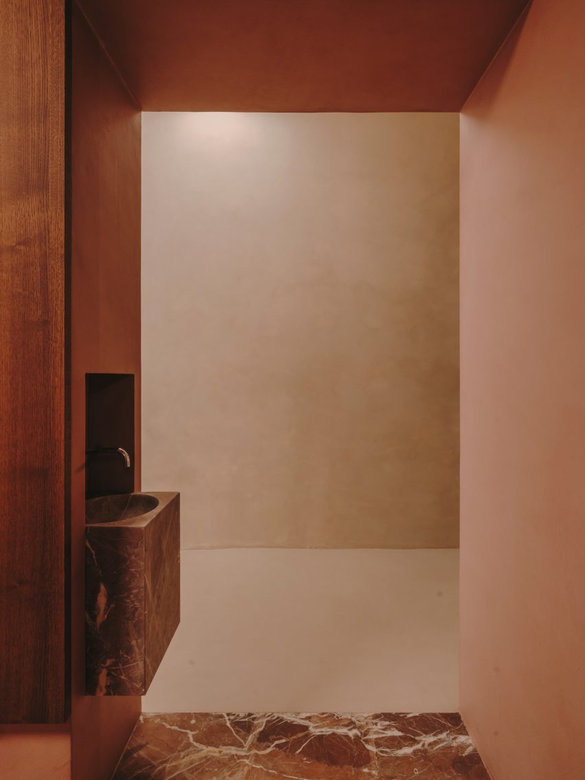 Marble sink in changing room