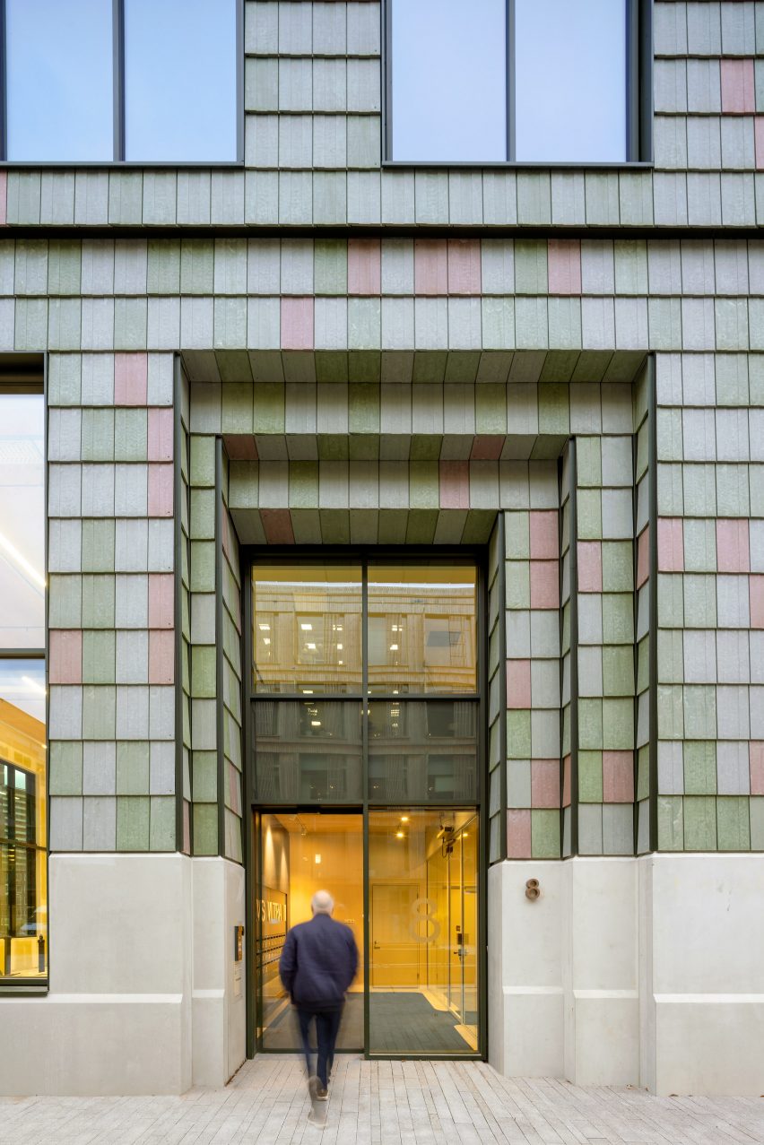 Dutch building with pale-green exterior