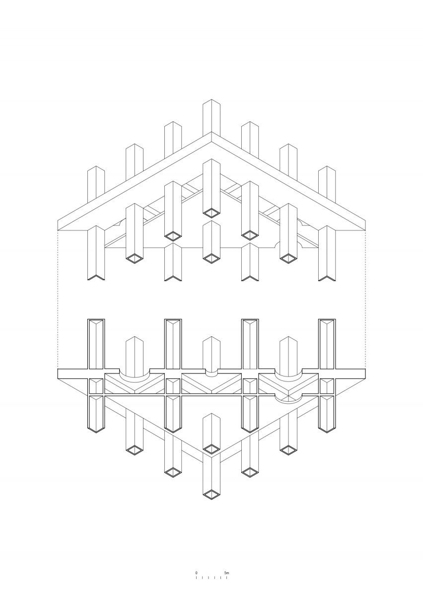 Axonometric diagram of Rest by Pezo von Ellrichshausen