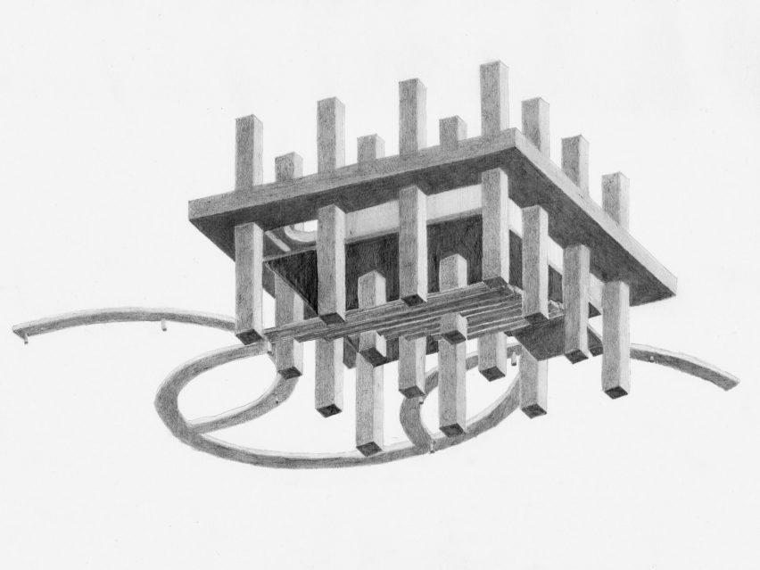 Pencil sketches of Rest by Pezo von Ellrichshausen